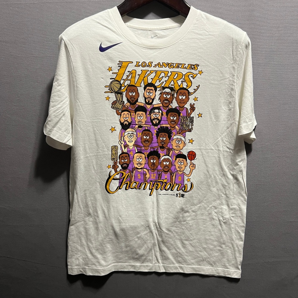 Nike Los Angeles Lakers 2020 NBA Finals Champions Caricature T-Shirt Mens Large